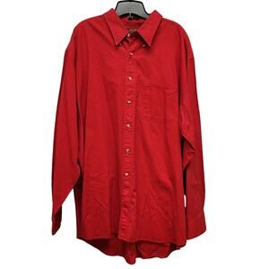 Oakton Mens 2XL 100% Cotton Long Sleeve Button Down Shirt w Front Pocket